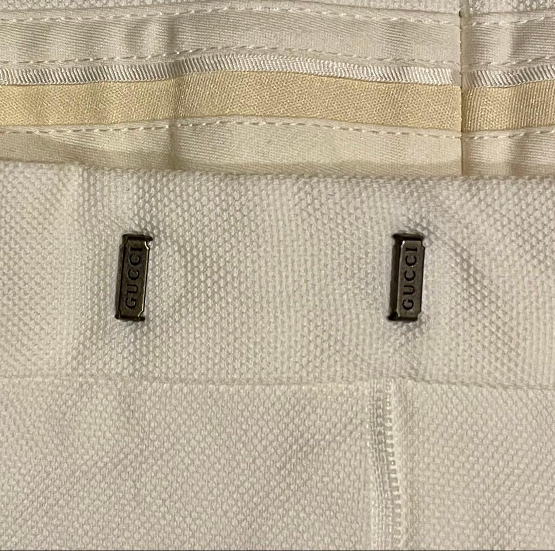 GUCCI グッチ スリット入りパンツ ホワイトスラックス 44サイズ