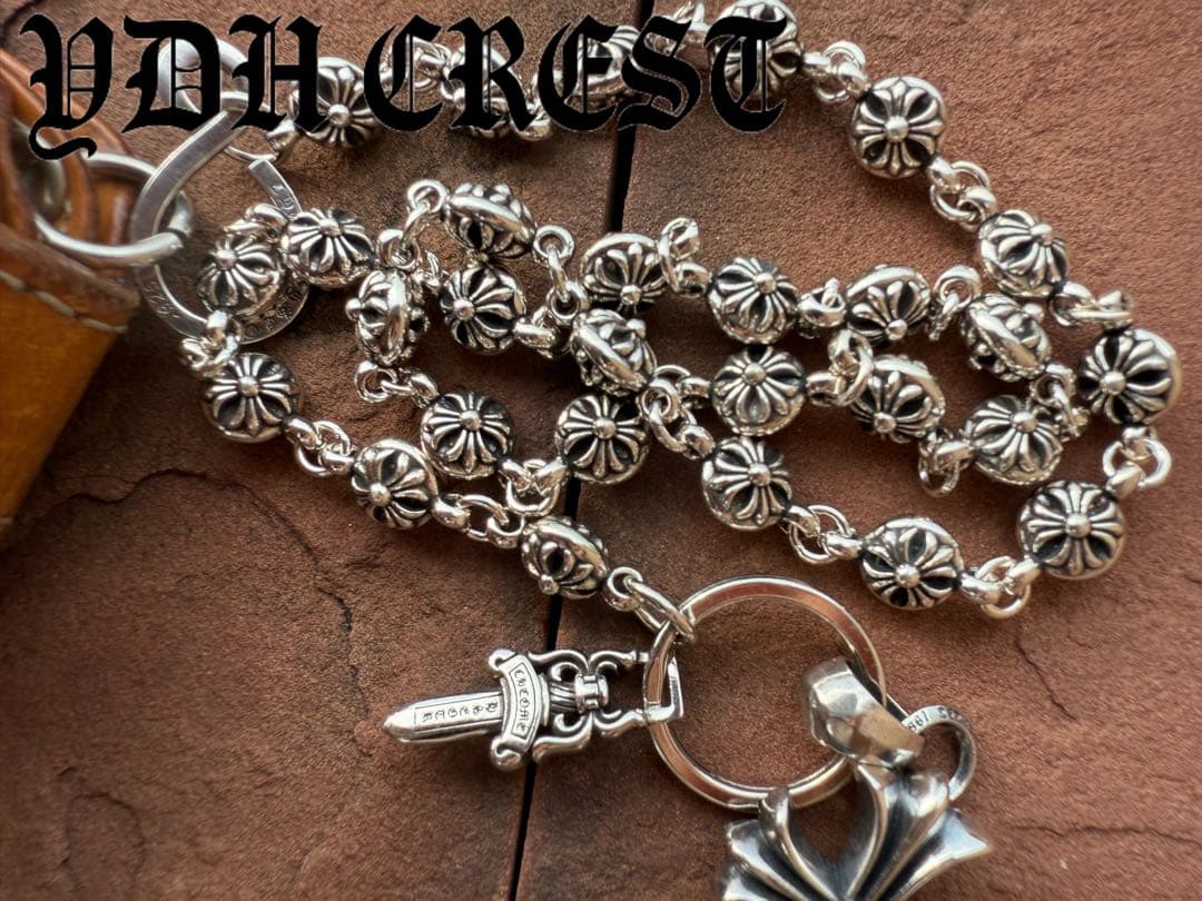 新入荷　バイカー必須　フラワークロスウォレットチェーン　刻印有り　MLCN04