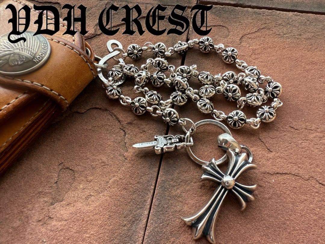 新入荷　バイカー必須　フラワークロスウォレットチェーン　刻印有り　MLCN04