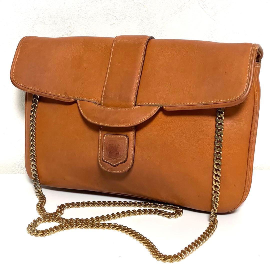 バッグ CELINE Vintage Chain Shoulder Bag Brown