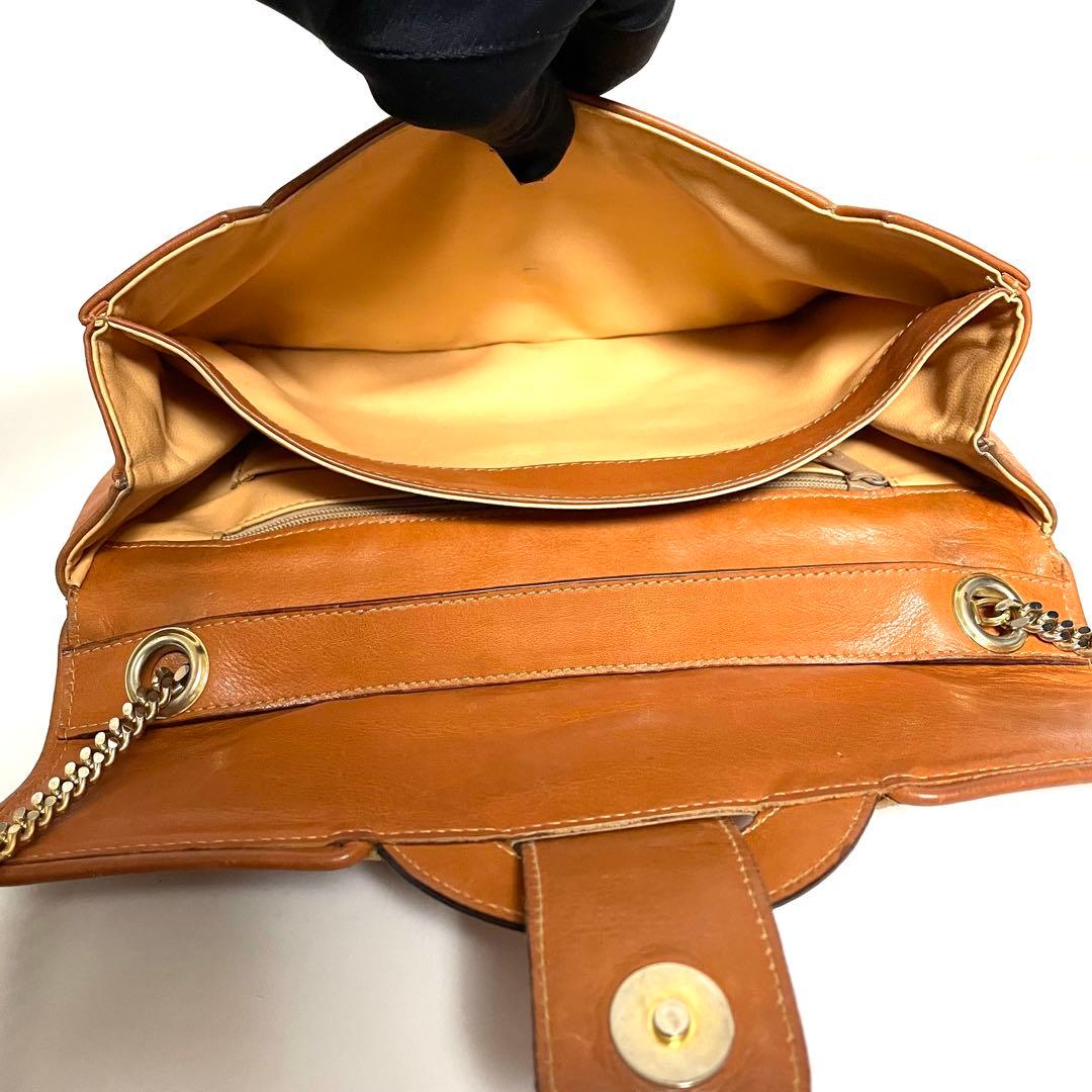 バッグ CELINE Vintage Chain Shoulder Bag Brown