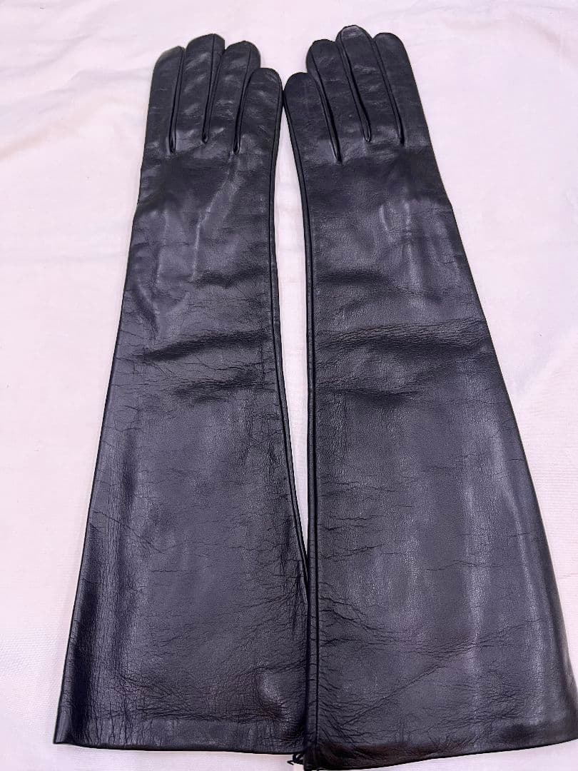 フランス老舗ジョルジュモラン レザー長手袋 黒L 新品未使用　送料無料