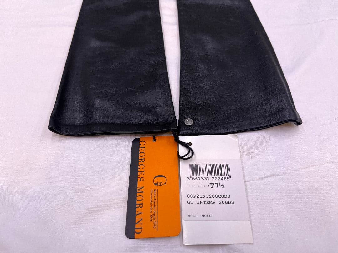 フランス老舗ジョルジュモラン レザー長手袋 黒L 新品未使用　送料無料