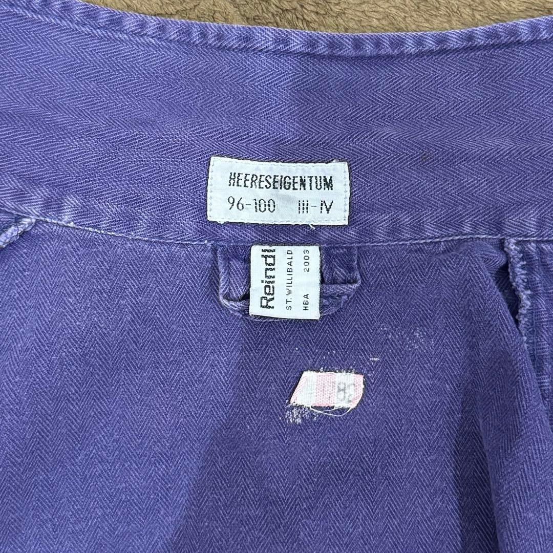 実物 USED オーストリア軍 ヘリンボーンツイル ブルーワークジャケット