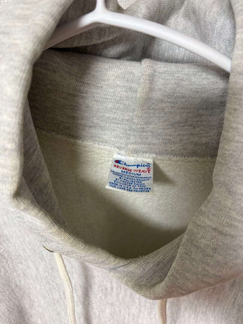Champion グレー フード付きパーカー　リバースウィーブ