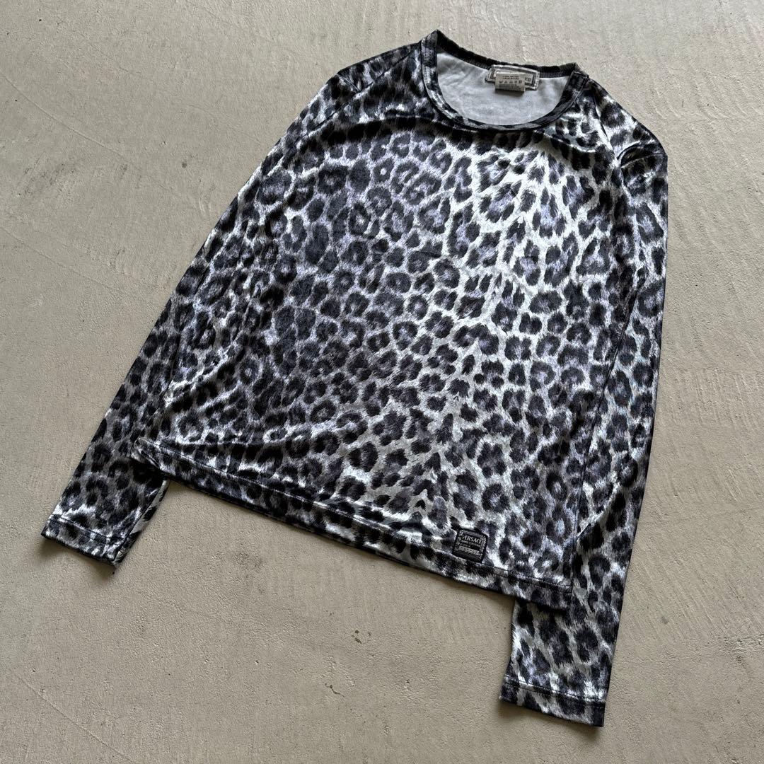 90s gianni versace leopard l/s opium 豹柄