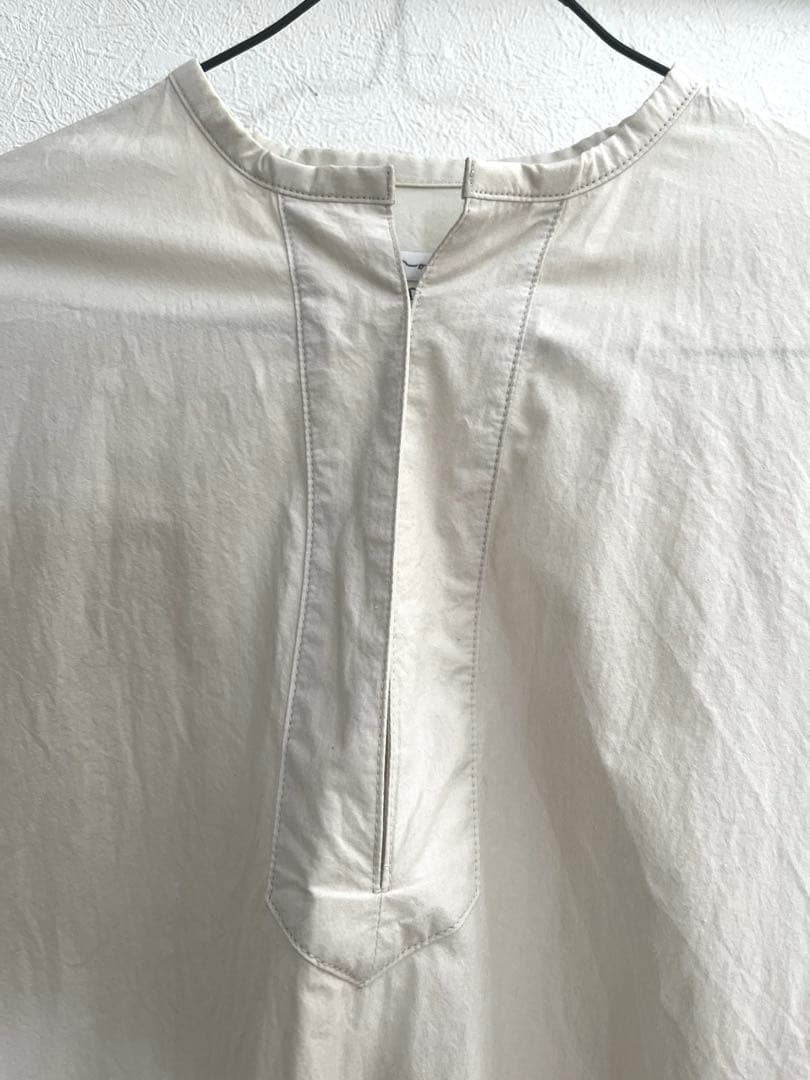 nui mond/カフタンドレス/近江晒し加工/ライトグレー