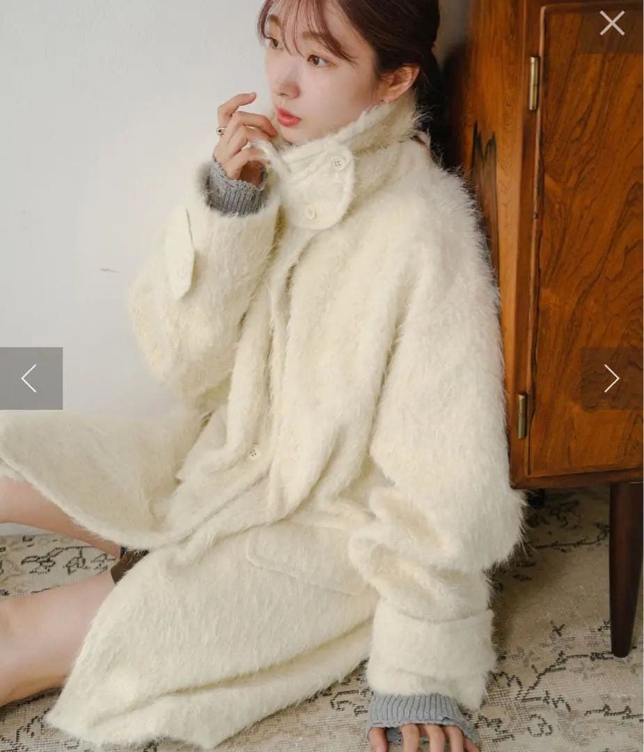 Kastane シャギーコート アイボリー