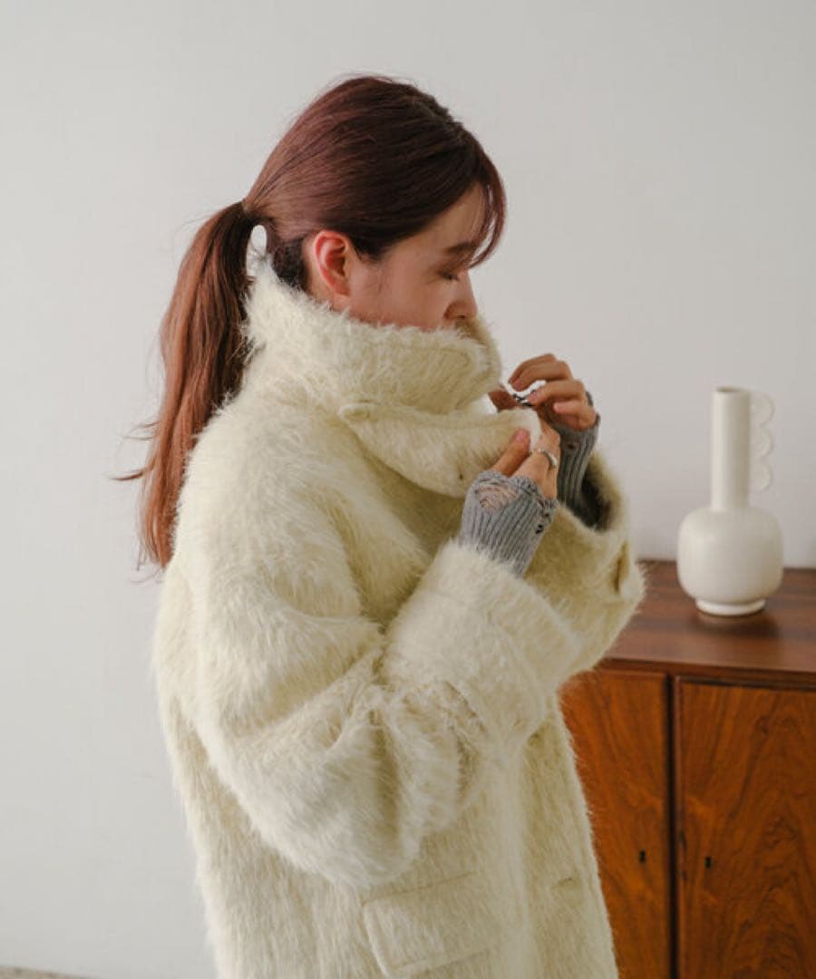 Kastane シャギーコート アイボリー