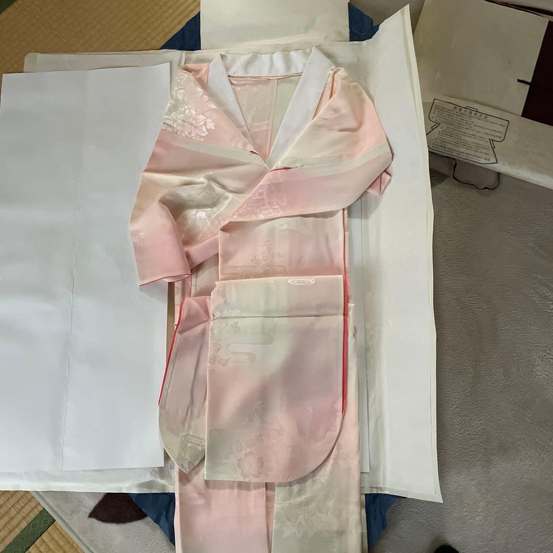 送料値下げ期間↓振袖 赤 花柄 長襦袢　帯付き