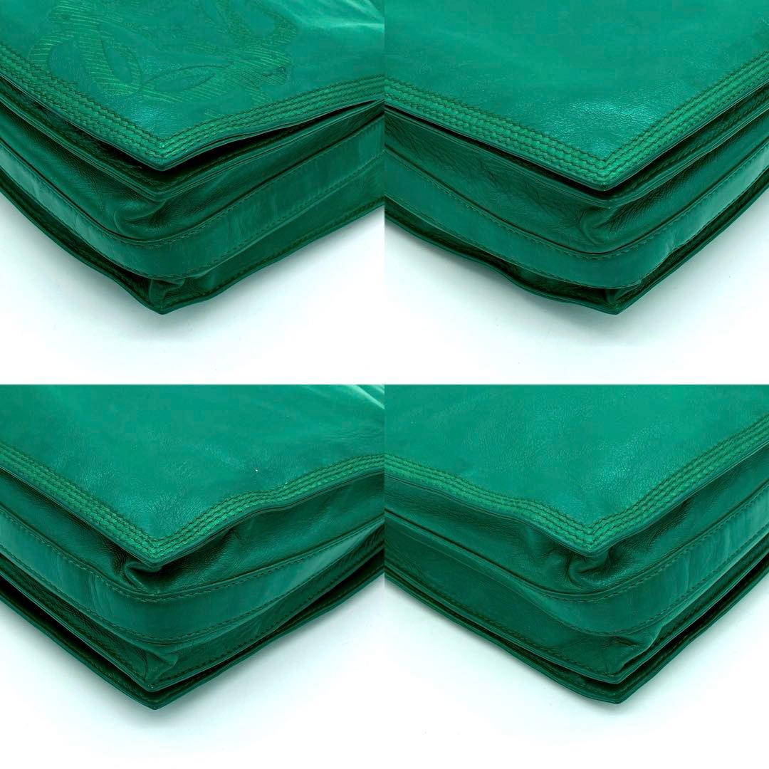 【LOEWE】ショルダーバッグ　フラメンコ　アナグラム型押し　レザー　グリーン