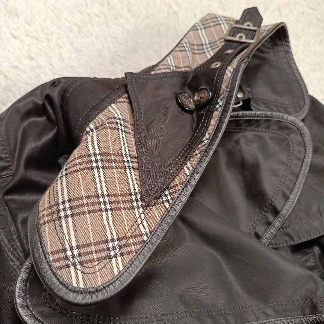 美品✨バーバリーブルーレーベル　ダブルトレンチコート　レザーパイピング　38
