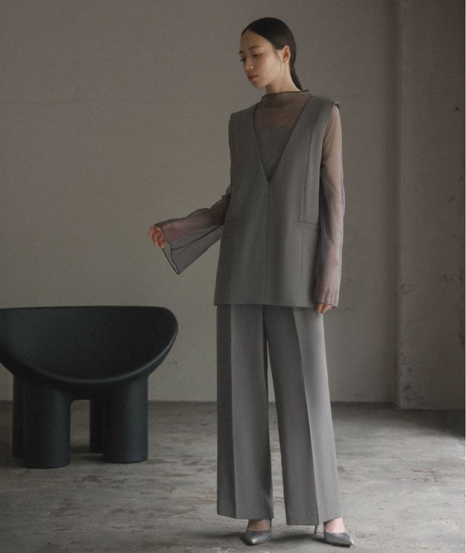 GIRL セットアップ　S グレー　オケージョンドレス　結婚式　パンツドレス