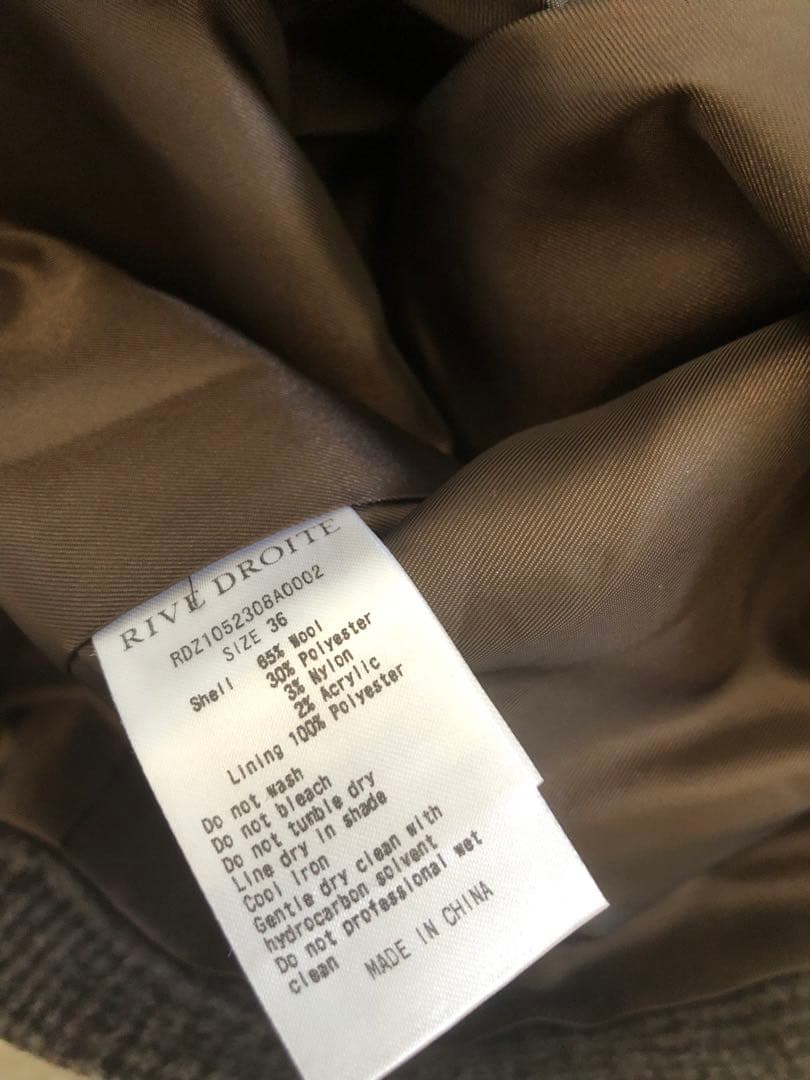 RIVE DROITE リヴドロワ チェックステンカラーコート