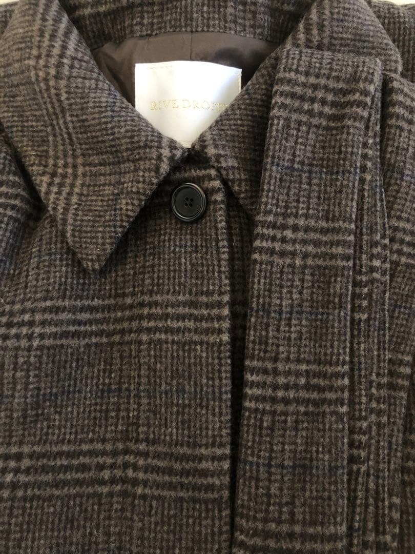 RIVE DROITE リヴドロワ チェックステンカラーコート