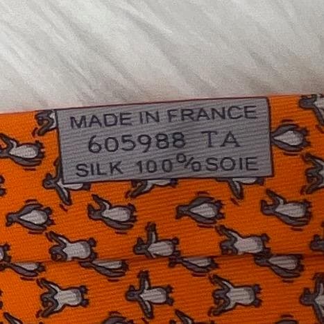 極美品✨エルメス　HERMES 　ネクタイ　シルク100％　オレンジ系