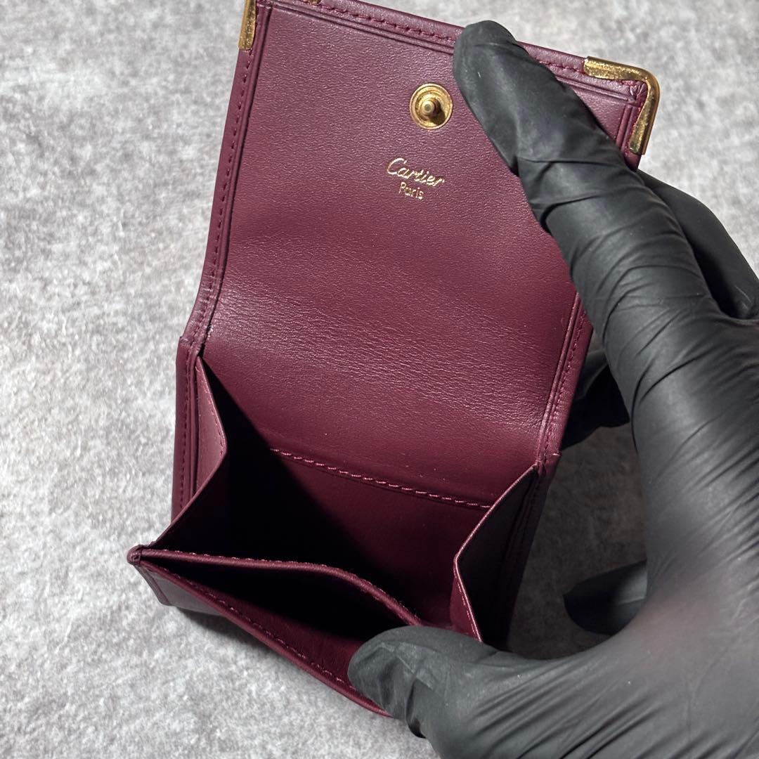 未使用 カルティエ マストライン 小銭入れ ケース ゴールド金具 ボルドー