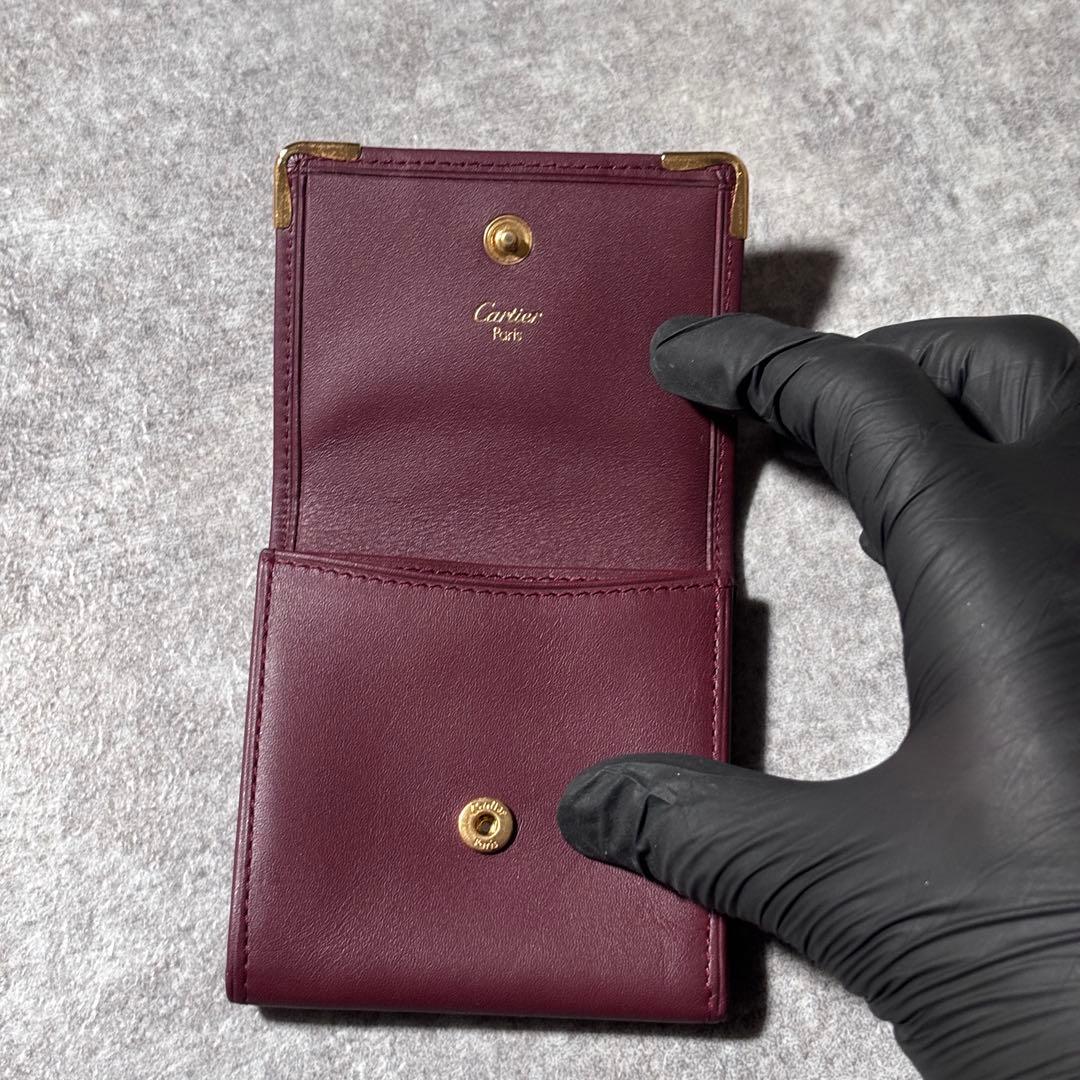未使用 カルティエ マストライン 小銭入れ ケース ゴールド金具 ボルドー