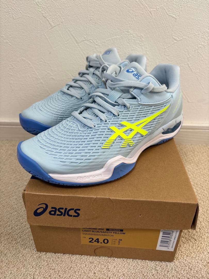 asics バドミントンシューズ 24.0 ライトブルー/イエロー