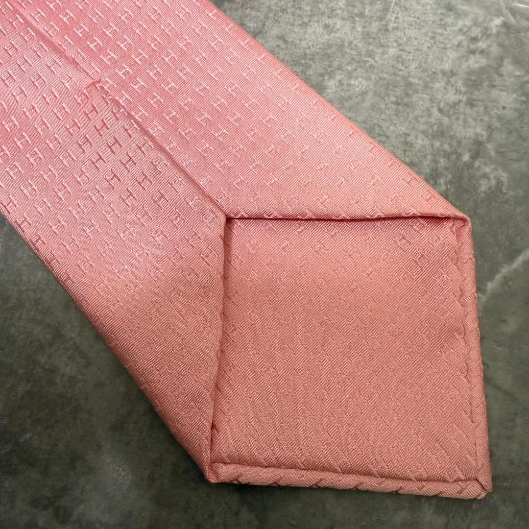HERMES エルメス ネクタイ ピンク ファソネ H柄 定番 王道 シルク