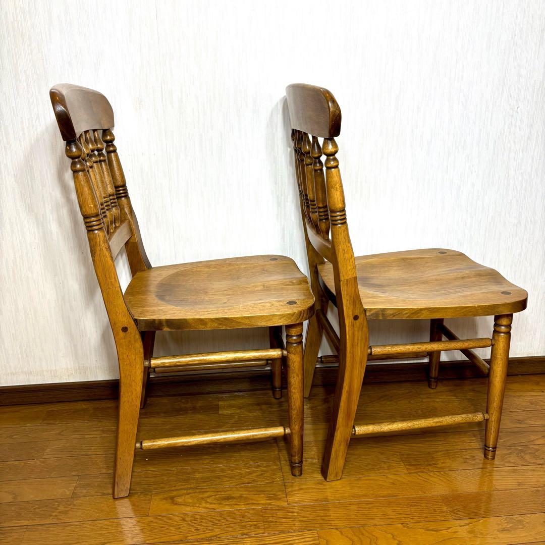 ①ビンテージ ウィンザーチェア　木製ダイニングチェア 椅子 アンティーク×2脚