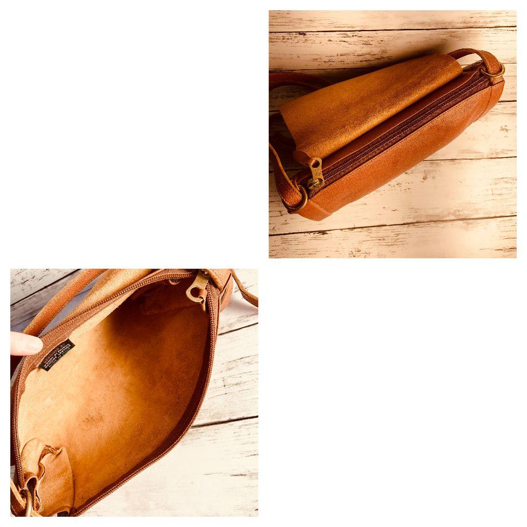 【ヴィンテージ感漂う本革】　IL BISONTE　ショルダーバッグ　レンガ　筒型