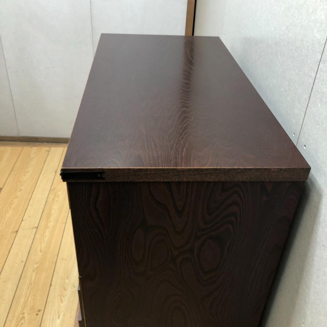 けやき民芸 90飾棚 和風 レトロ家具 ガラス戸付き 食器棚 　250720-6