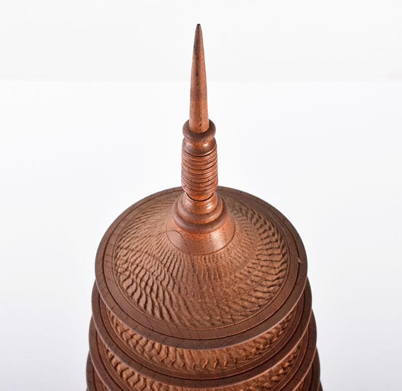 浮月挽物名工　田中光月作　塔　高さ約53.5cm　ガラスケース　V　R4231B