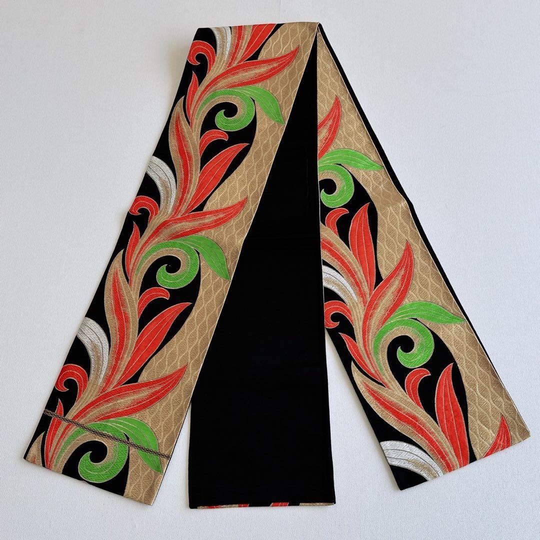 フルセット　七五三　7歳女の子　総しぼり　豪華刺繍　花　鼓　黒袋帯　葉　7067