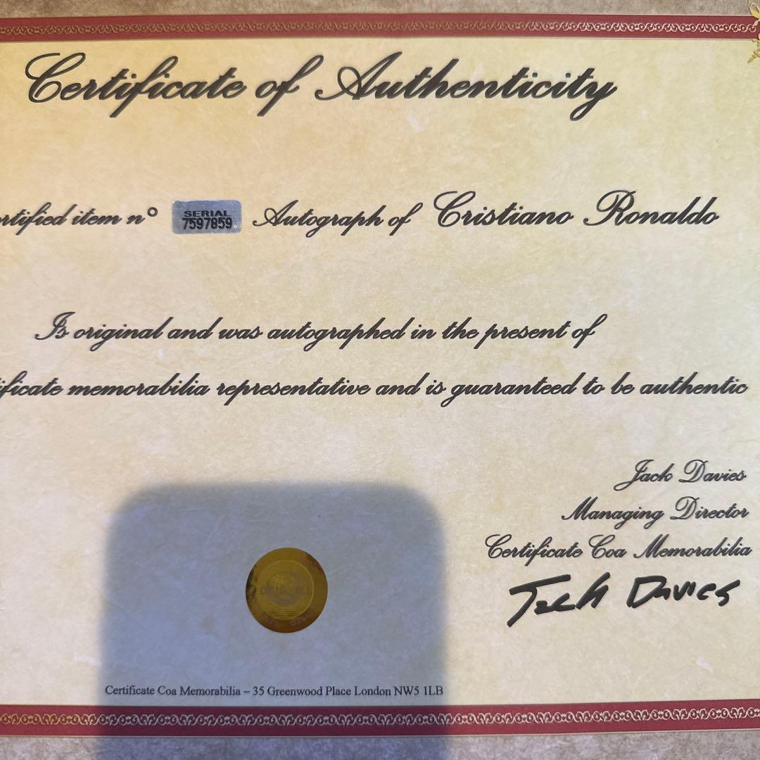 【超レア】ロナウド ユニフォーム直筆サイン 証明書付 マンチェスターユナイテッド