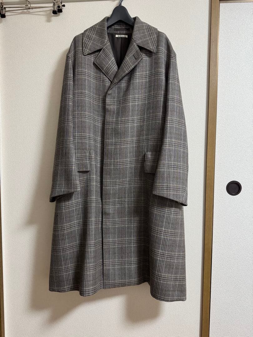 ジャケット・アウター AURALEE 17aw DOUBLE FACE CHECK LONG COAT