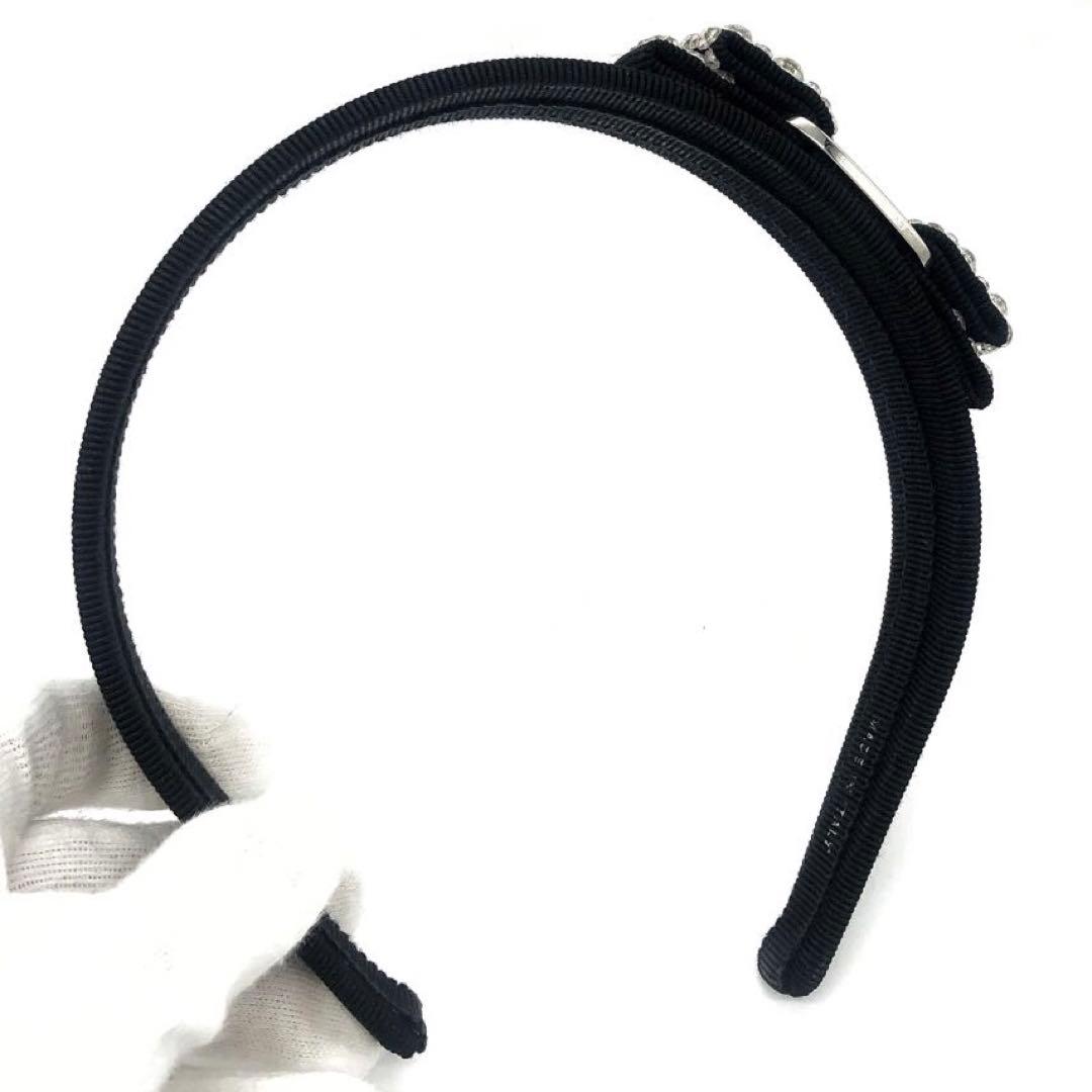 極美品✨フェラガモ カチューシャ　ヴァラリボン　ビジュー ブラック