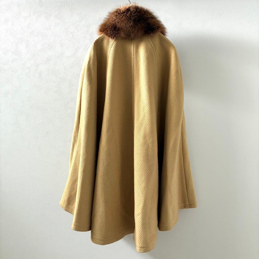 【美品】NOUMI ポンチョ カシミヤ100% フォックスファー ポケット付き