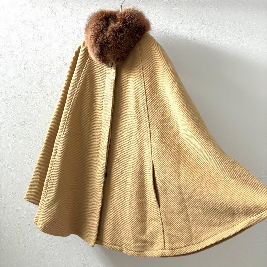 【美品】NOUMI ポンチョ カシミヤ100% フォックスファー ポケット付き