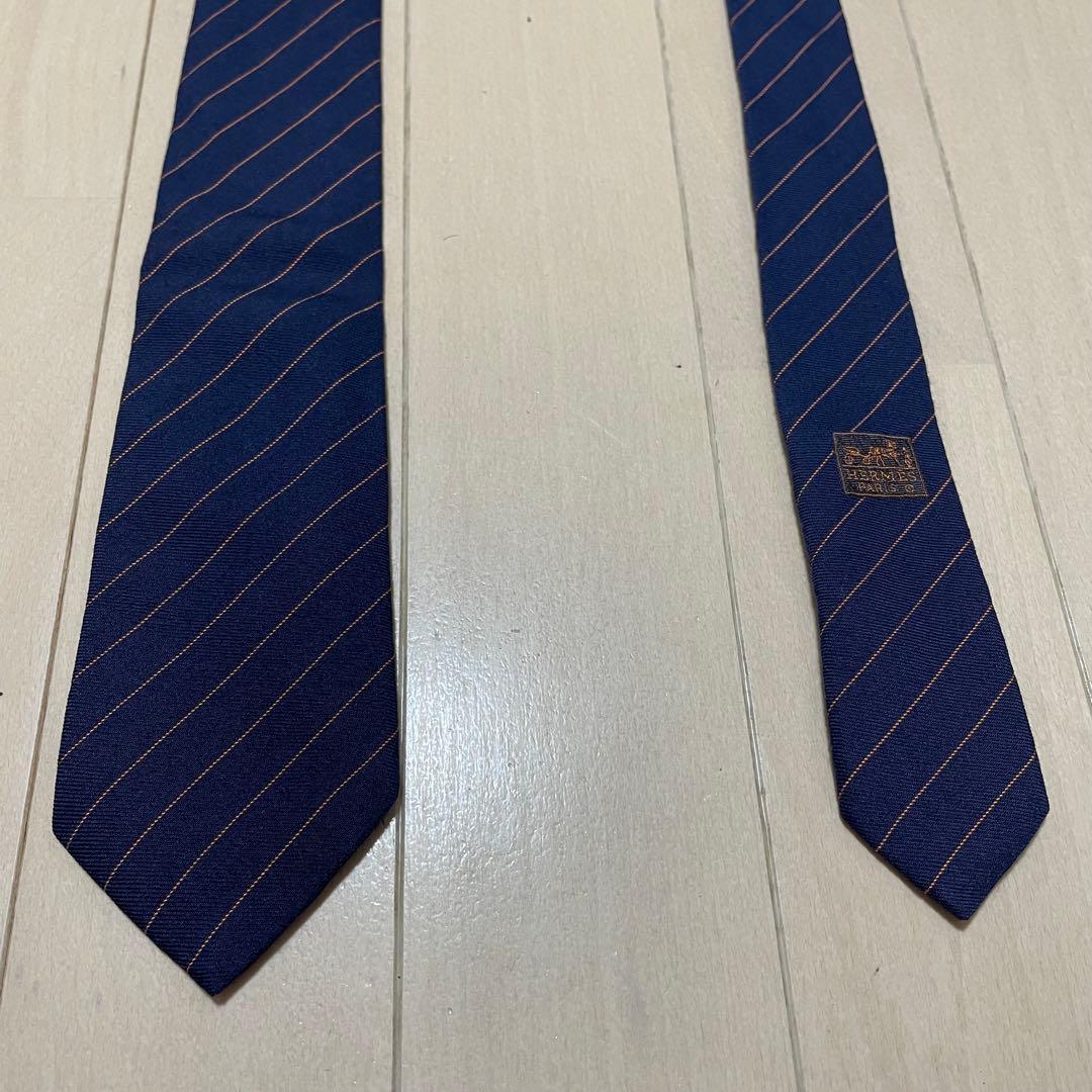 【希少 KISS柄 美品】HERMES エルメス ネクタイ 紺 ネイビー系 通勤