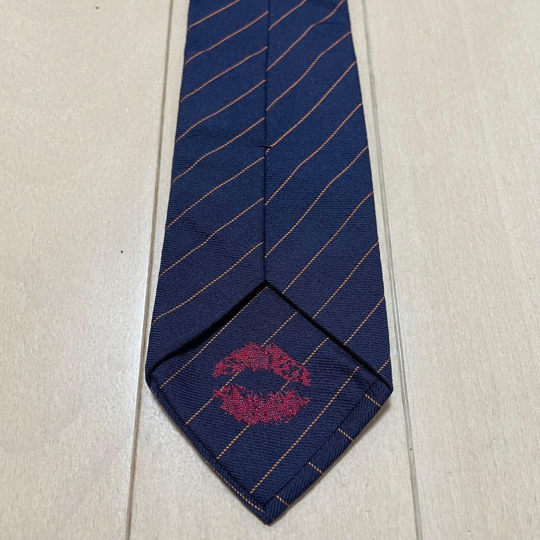 【希少 KISS柄 美品】HERMES エルメス ネクタイ 紺 ネイビー系 通勤