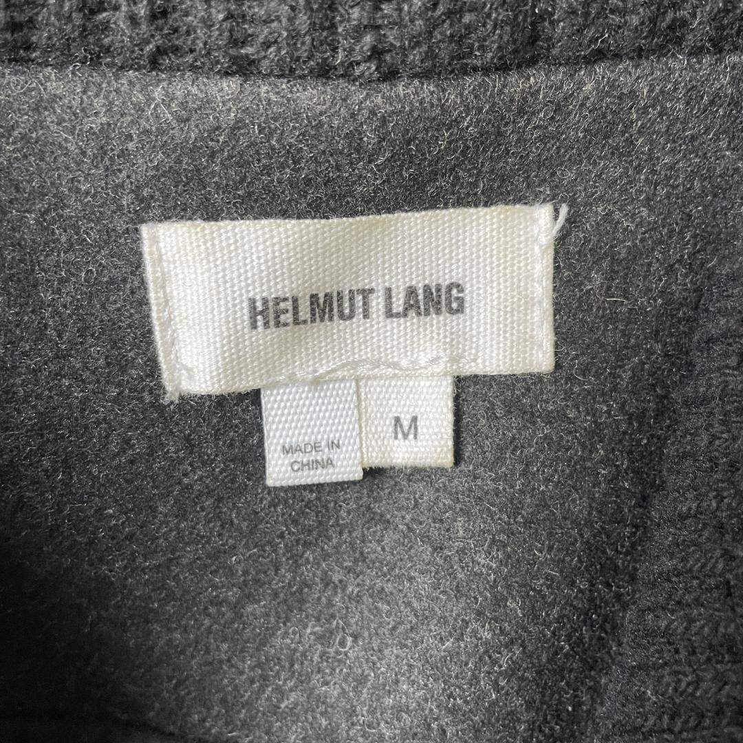 HELMUT LANG 異素材切替 ロングコート ウール混 ダークグレー M