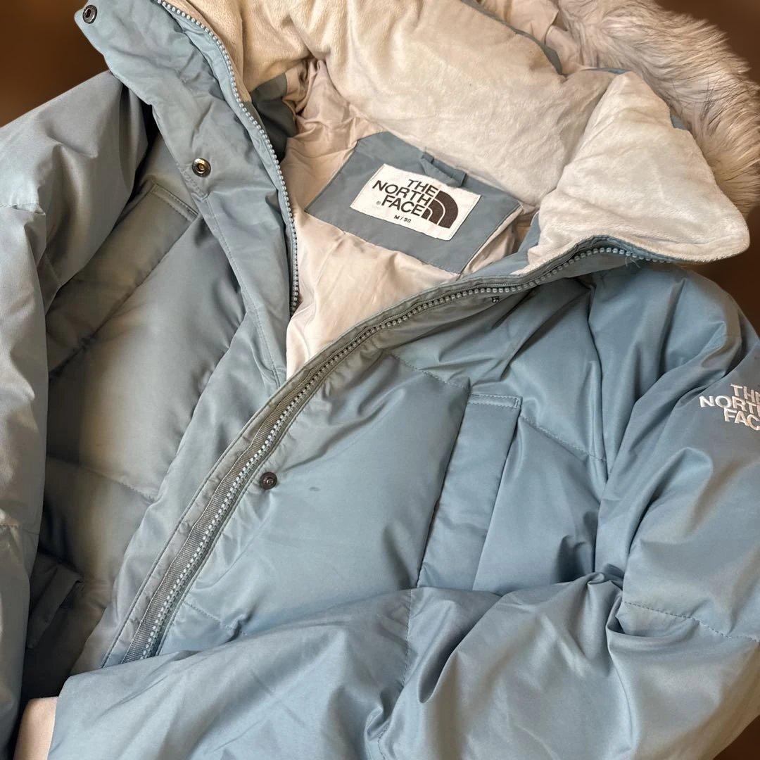 暖かい☆The North Face フード付きロングコート 水色　553