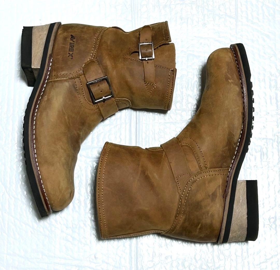 ②【27cm】AVIREX ショートエンジニアブーツRED★ハーレーWING