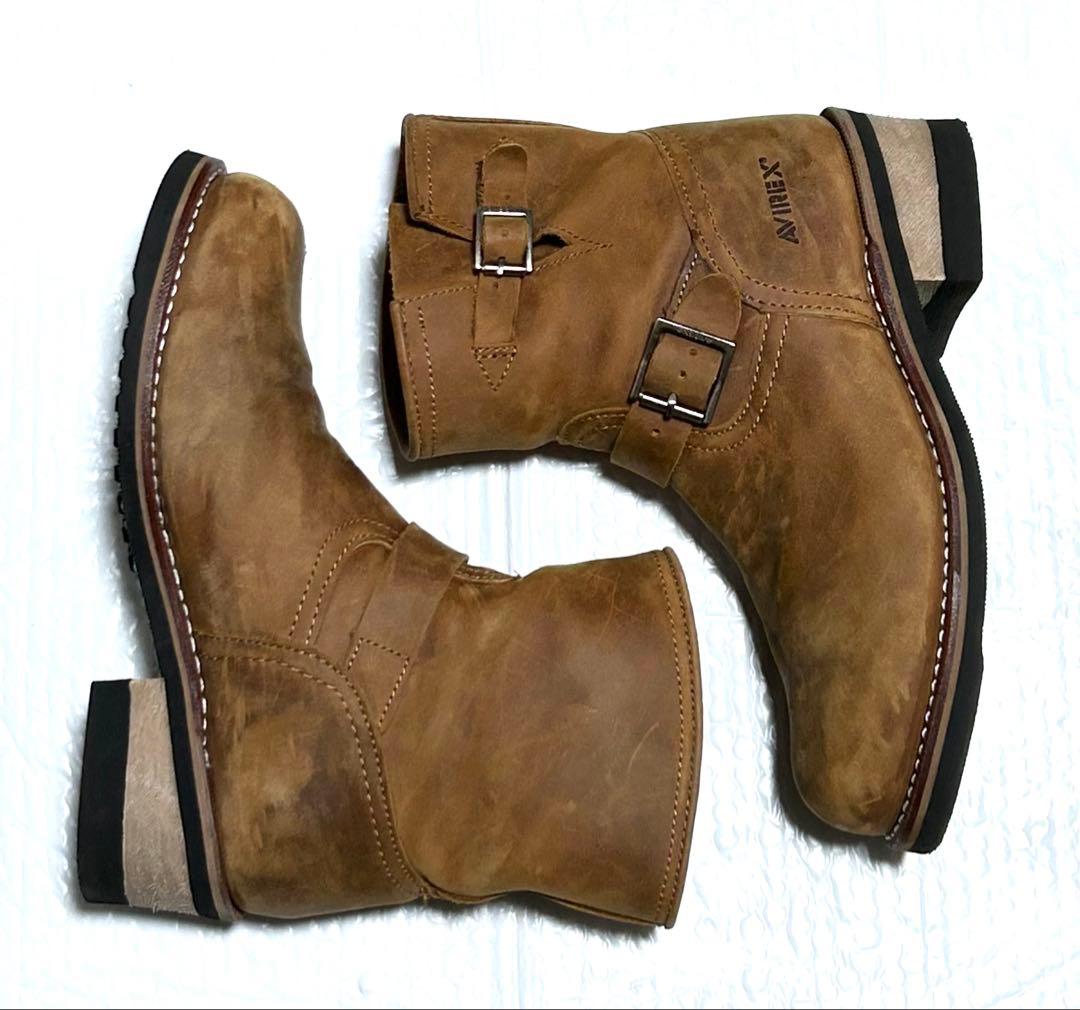 ②【27cm】AVIREX ショートエンジニアブーツRED★ハーレーWING