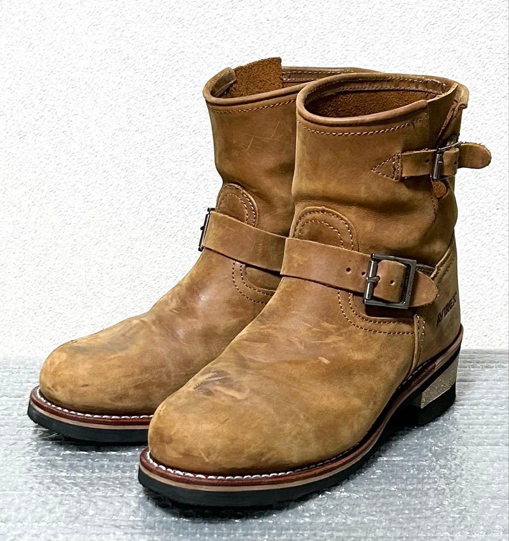 ②【27cm】AVIREX ショートエンジニアブーツRED★ハーレーWING