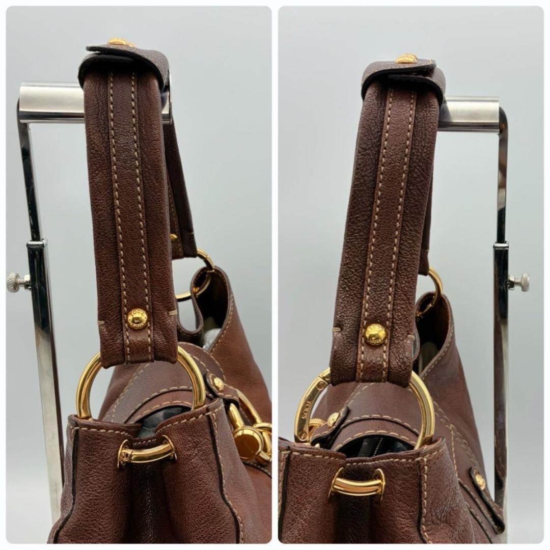 トッズ ホーボー ワンショルダー ショルダーバッグ ブラウン ゴールド金具