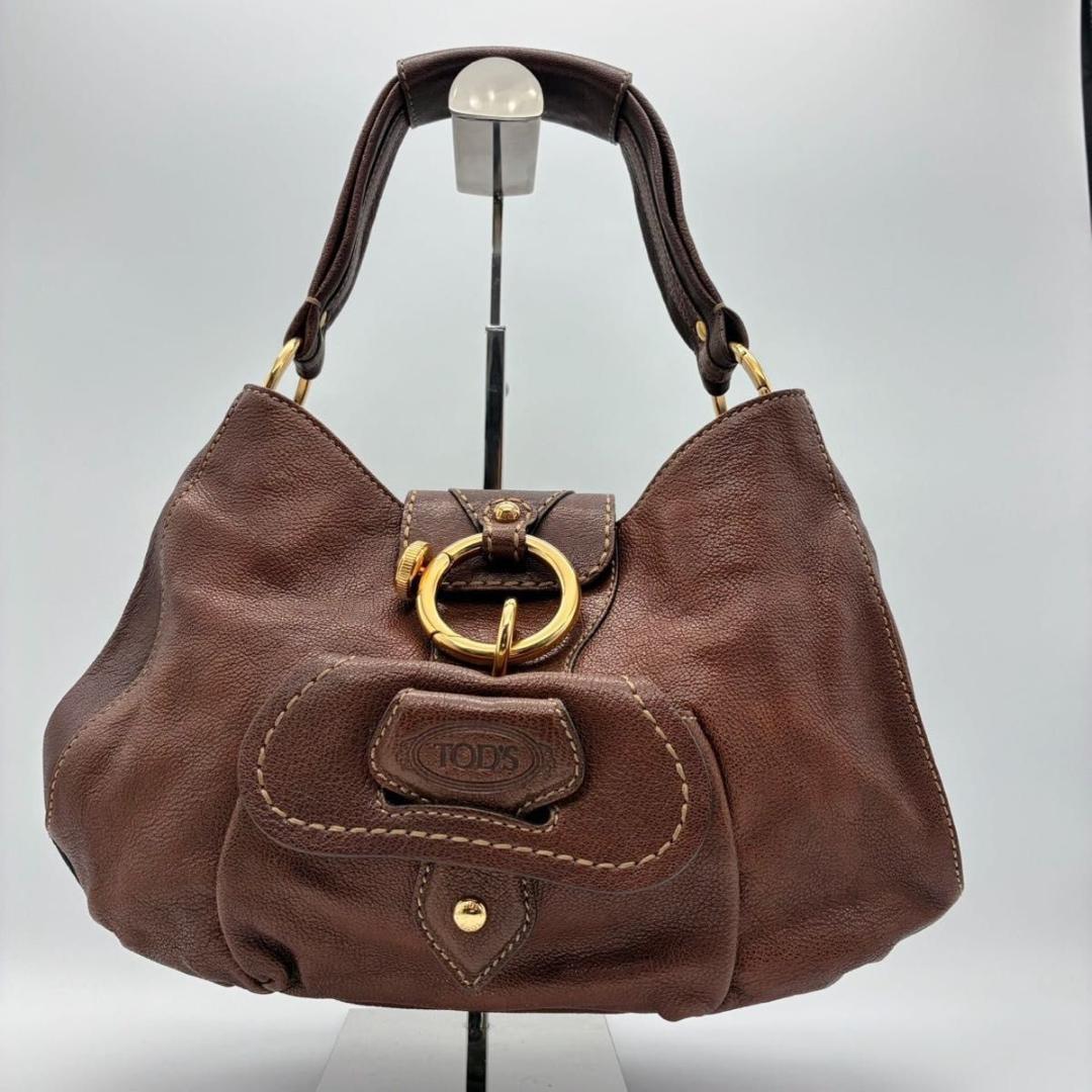 トッズ ホーボー ワンショルダー ショルダーバッグ ブラウン ゴールド金具