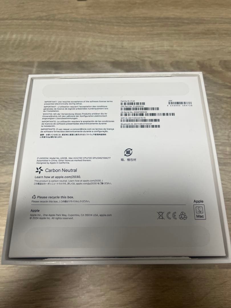 Macデスクトップ M4 Mac mini 24GB/1TB