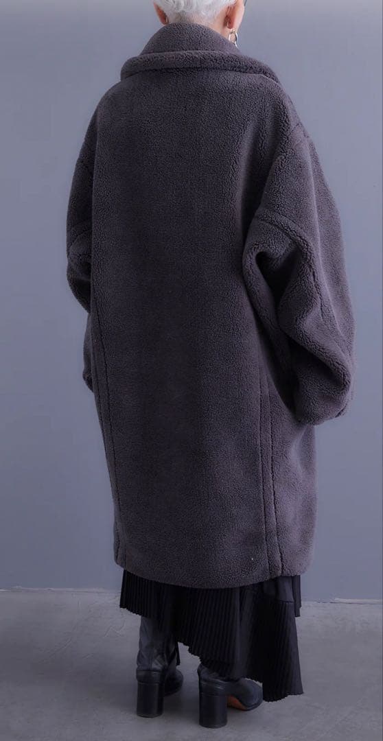 AIJAN 新品未使用　テディボアロングコート　チャコール　フリーサイズ