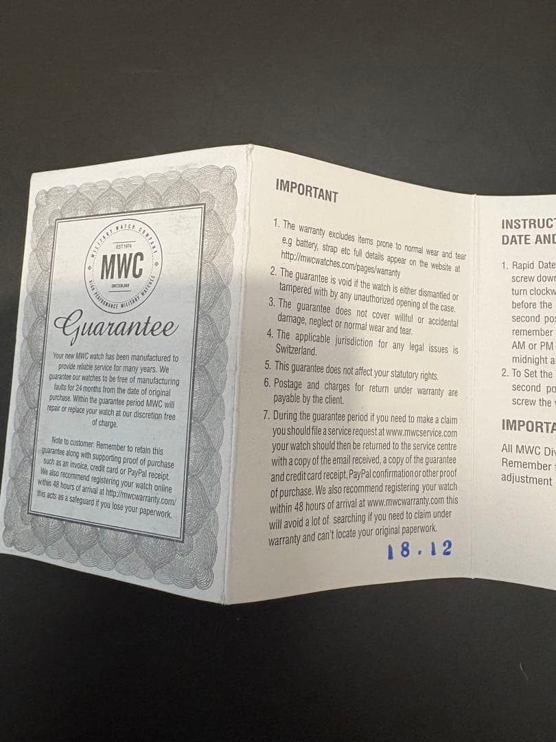 極美品【ベルト2本&付属品付】MWC Military Divers Watch