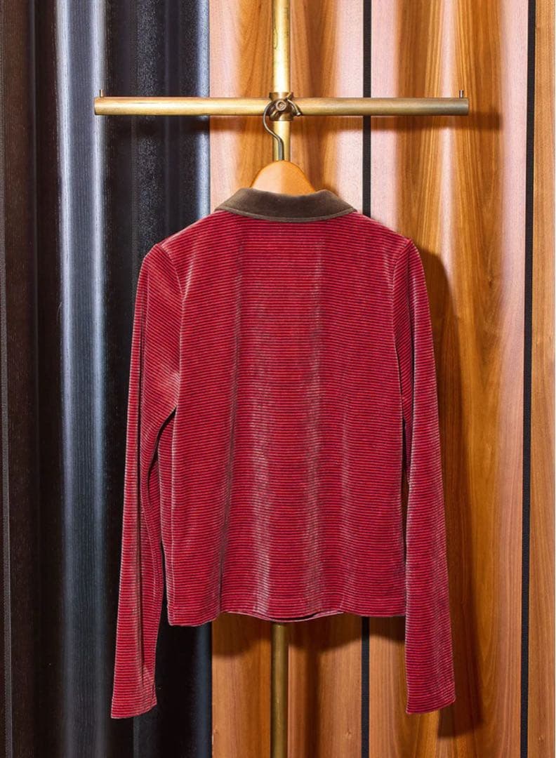 mici/ROSE BUD ベロアボーダーポロシャツ