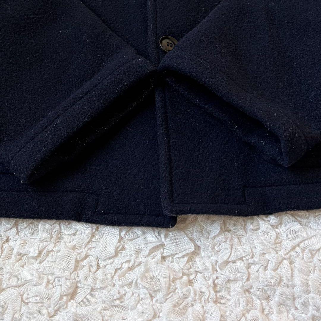 ダントン ノーカラー ウールコート ポケット付き 大きなボタン 紺 38