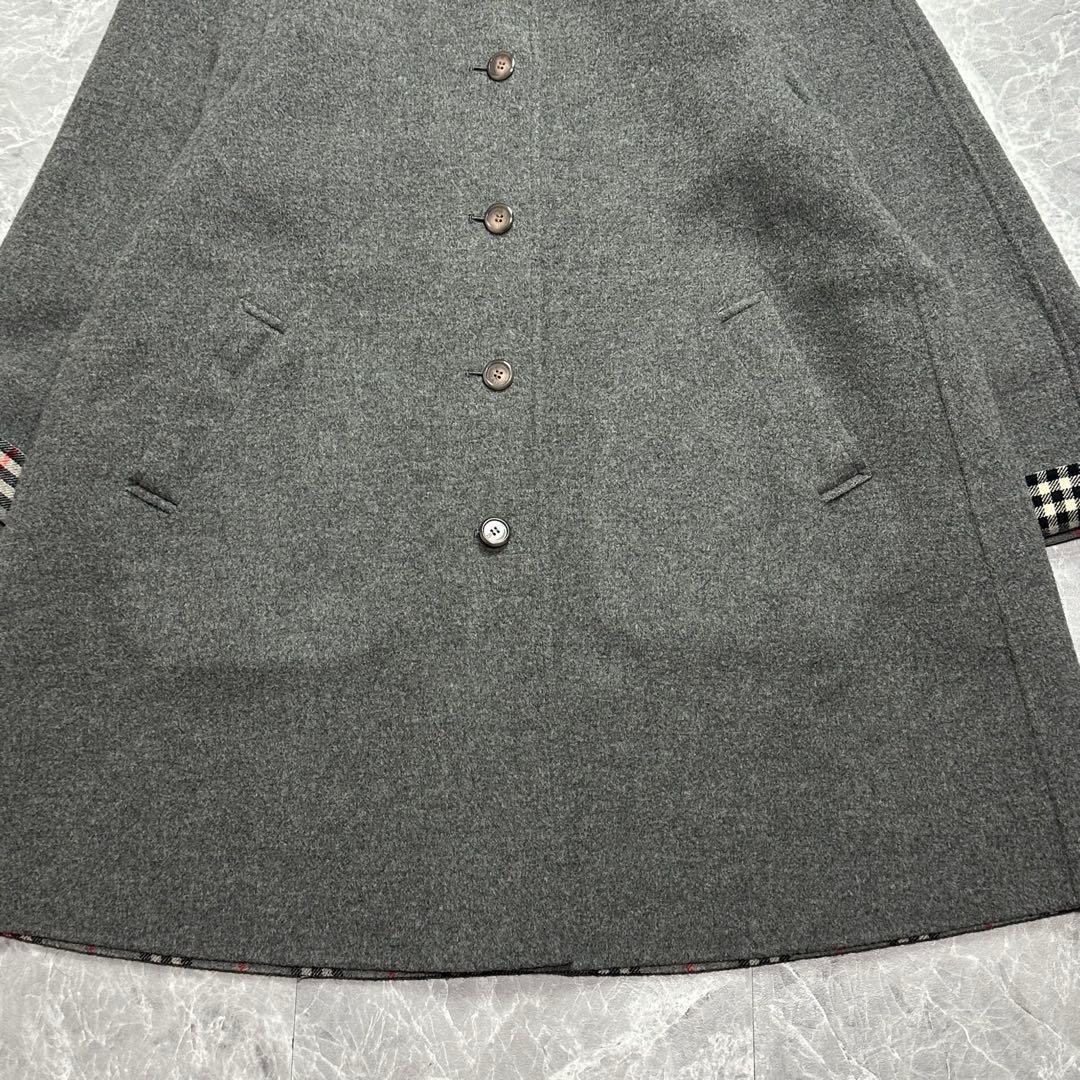 カシミヤ♡バーバリー　2way ダブルフェイスコート　ノバチェック グレー