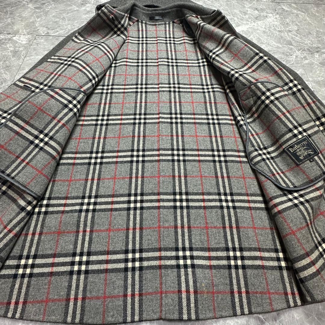 カシミヤ♡バーバリー　2way ダブルフェイスコート　ノバチェック グレー
